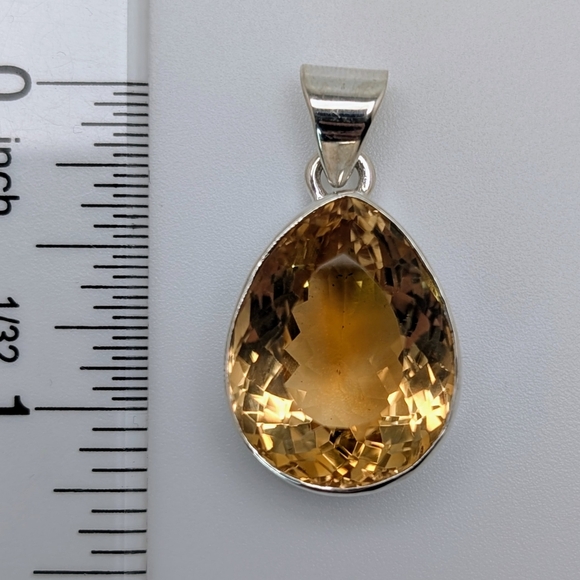 Large Natural Citrine S925 Sterling Silver Pendant High Quality - Picture 6 of 7